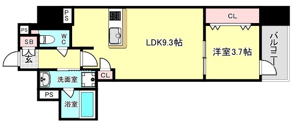 RJRプレシア南堀江の間取り