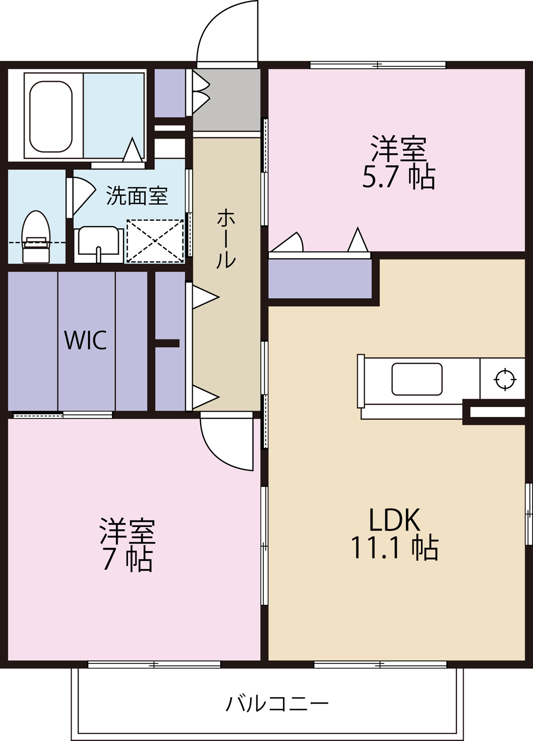 岩沼市中央のアパートの間取り