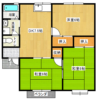 仙台市宮城野区福室のアパートの間取り