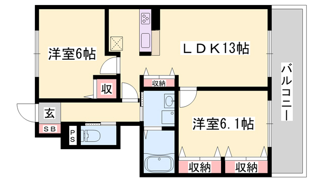 姫路市仁豊野のアパートの間取り