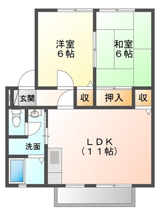 姫路市飾磨区付城のアパートの間取り