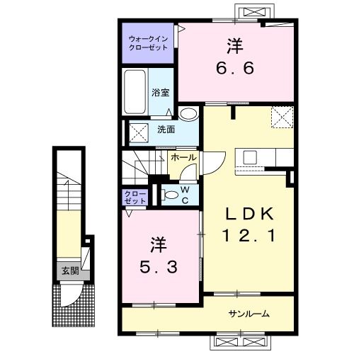 朝倉郡筑前町当所のアパートの間取り