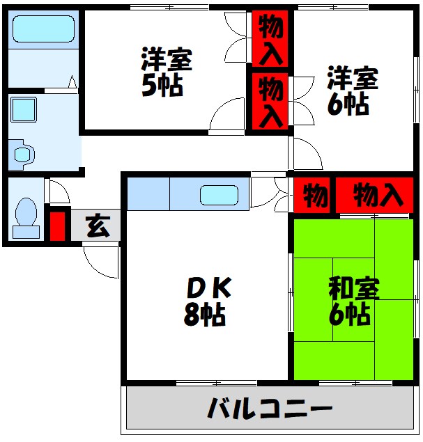 宗像市赤間のアパートの間取り