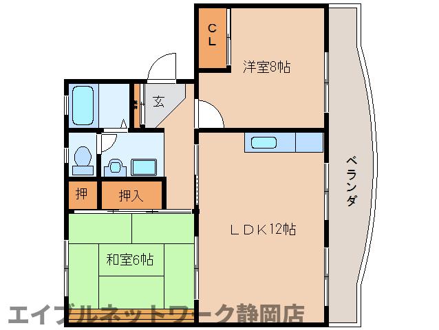 静岡市駿河区広野のマンションの間取り