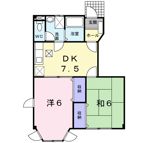 福山市神辺町のアパートの間取り