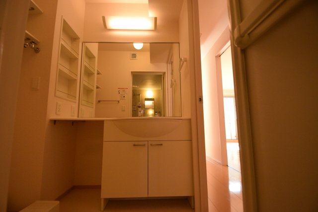 洗面設備　独立洗面台あり、毎朝おしゃれに忙しい女性の方におすすめです