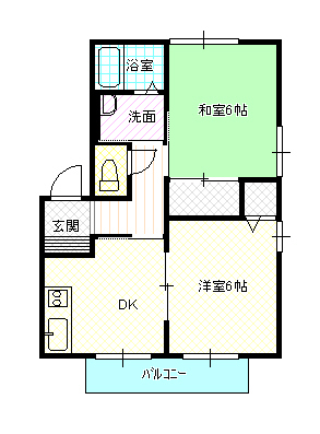 岡山市南区洲崎のアパートの間取り