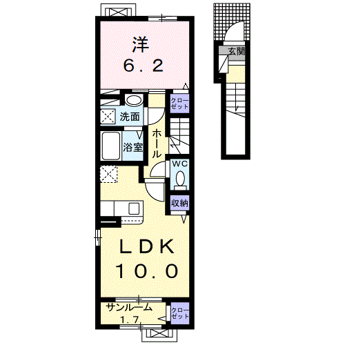 【山形市松山のアパートの間取り】