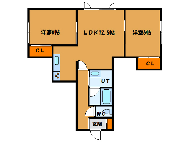 函館市西桔梗町のアパートの間取り