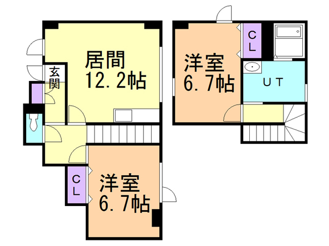 函館市東川町のアパートの間取り