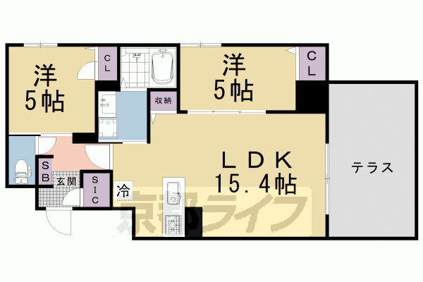 京都市下京区佐女牛井町のマンションの間取り