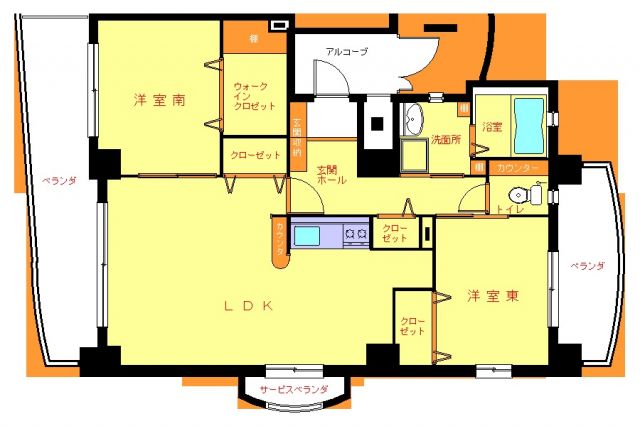 豊川市豊川元町のマンションの間取り