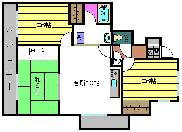 宇和島市朝日町のマンションの間取り