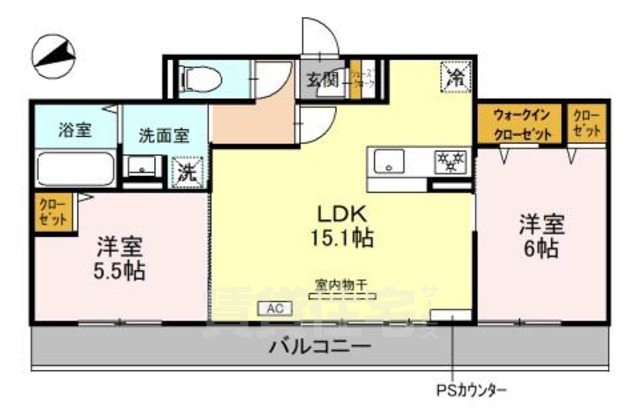 京都市北区上賀茂坂口町のアパートの間取り