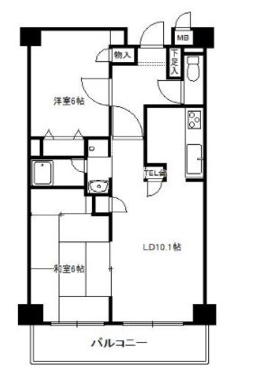 横浜市青葉区市ケ尾町のマンションの間取り