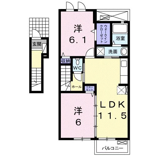 【綾歌郡綾川町滝宮のアパートの間取り】