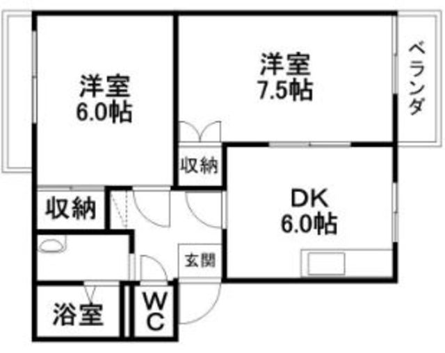 倉敷市東富井のアパートの間取り