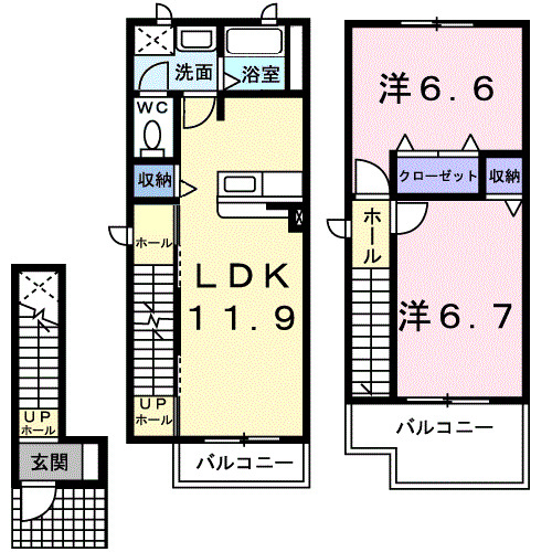 プリヴェイル中松山の間取り