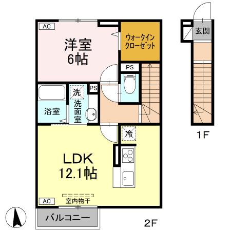 高知市福井町のアパートの間取り