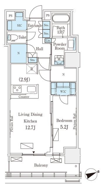 港区港南のマンションの間取り