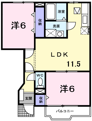 広島市安佐南区八木のアパートの間取り