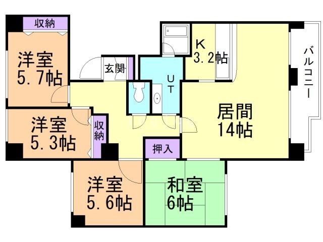 フロンティア南１１条の間取り