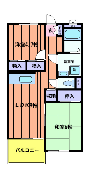 日野市日野本町のマンションの間取り