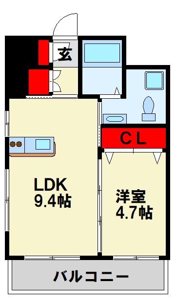 北九州市八幡東区中央のマンションの間取り