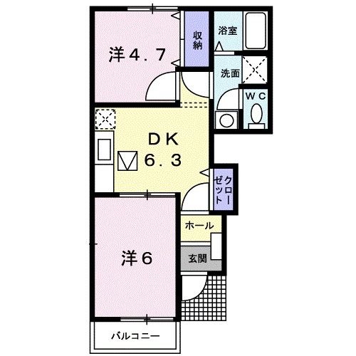 朝倉市牛木のアパートの間取り