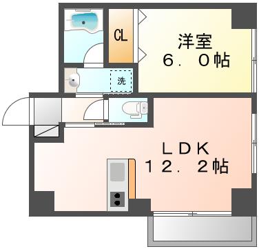 【岡山市北区富田町のマンションの間取り】