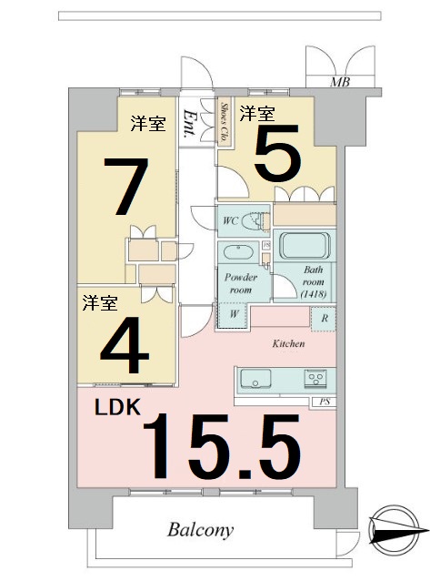 【名古屋市中区千代田のマンションの間取り】