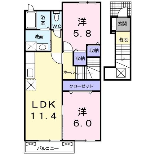 [家電付き] クアトロフォレスタAの間取り