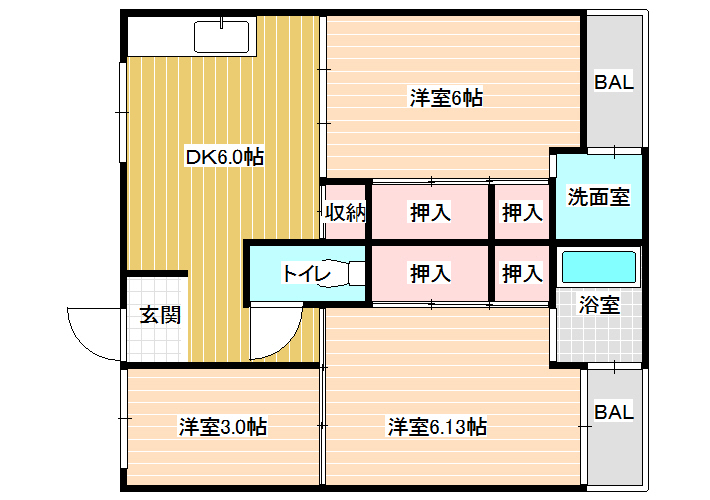 橿原市見瀬町のマンションの間取り