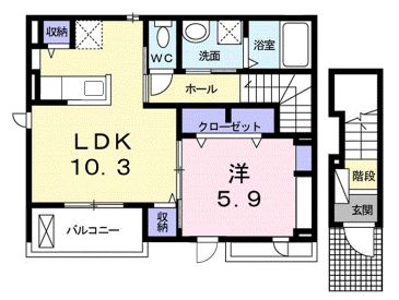 福山市能島のアパートの間取り