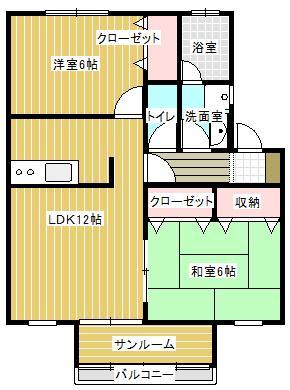 山形市西田のアパートの間取り