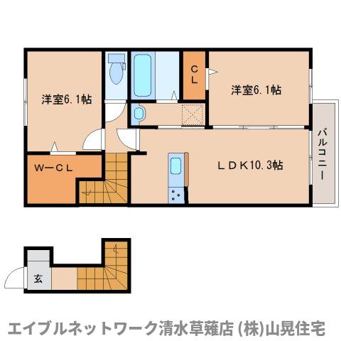 静岡市清水区楠のアパートの間取り