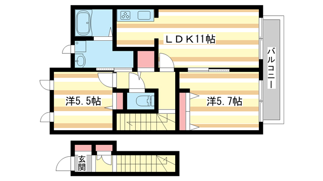 橿原市五条野町のアパートの間取り