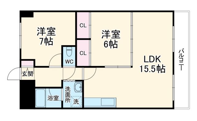 鶴陽明ハイツの間取り