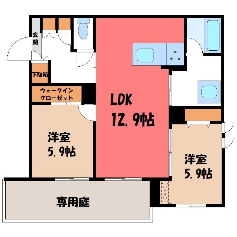 宇都宮市八千代のアパートの間取り