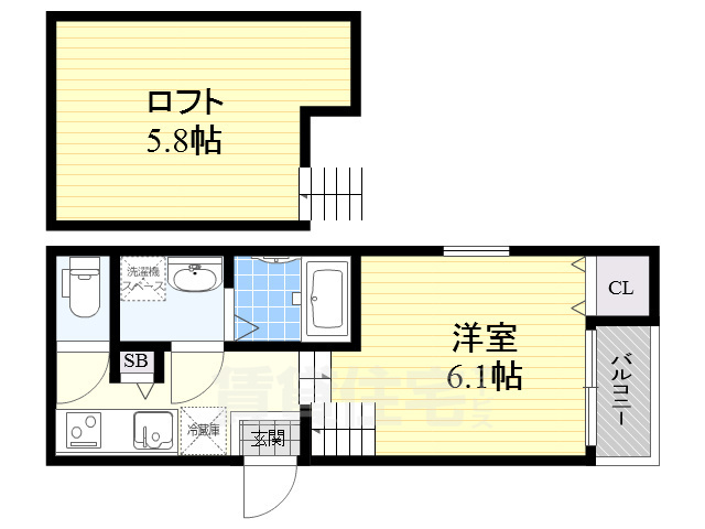 名古屋市熱田区三番町のアパートの間取り