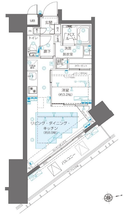 新宿区新宿のマンションの間取り