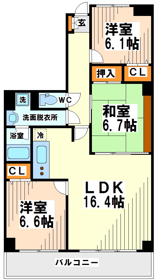 調布市緑ケ丘のマンションの間取り