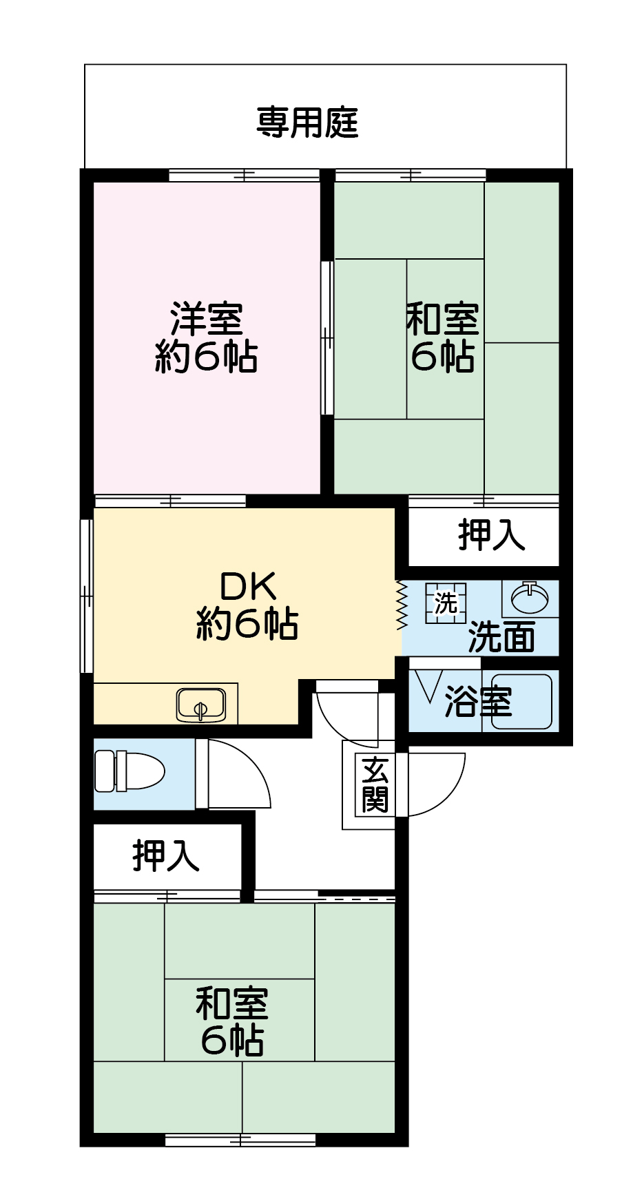 熊本市北区清水亀井町のアパートの間取り