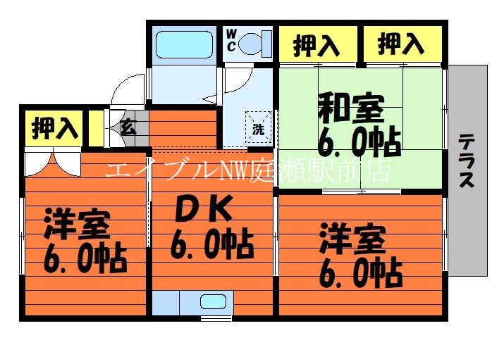 プレジール花みずき　B棟の間取り