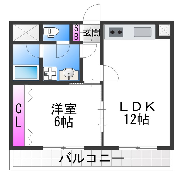 【大阪市大正区三軒家西のマンションの間取り】