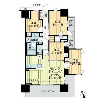 大田区矢口のマンションの間取り