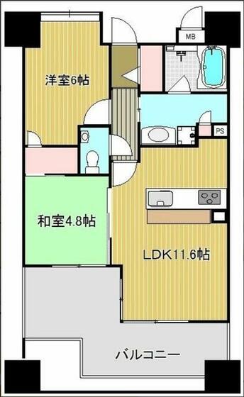 熊本市中央区本荘のマンションの間取り