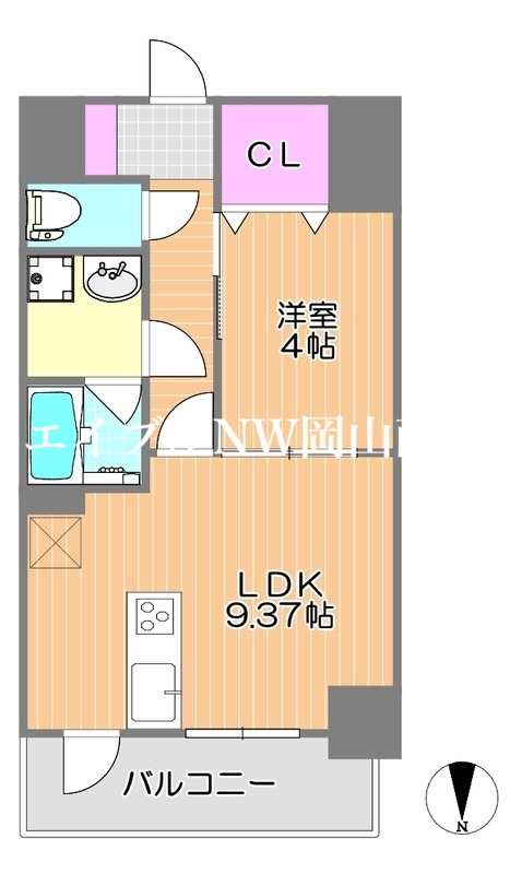 岡山市北区富田町のマンションの間取り