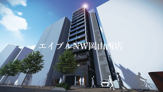 岡山市北区富田町のマンションの建物外観