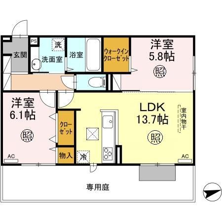 北九州市門司区大里戸ノ上のアパートの間取り